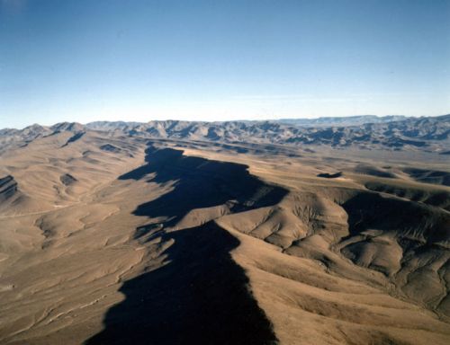 Yucca Mountain in Nevada. Photo from U.S. Department of Energy on Wikimedia Commons. 